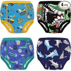 MooMoo Детские Хлопок Горшок Обучение Нижнее Белье 4 Упаковки Впитывающие Тренировочные Трусы для Мальчиков Девочек 2-10 Лет Синий 8 Лет