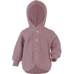 Engel Baby Jacket with Hood Wool Fleece (Rosewood Melange, 110-116), Rosewood melange