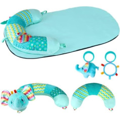 Zoelele Baby Toys 3 6 9 12 месяцев, 3 в 1 Съемная Игровая Подушка Слон, Tummy Time Toys, Prone Position Helping Sitting Supporting Baby Toy 0-12 месяцев с погремушкой, прорезывателем, зе
