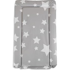 KATY Deluxe Baby Unisex Водонепроницаемый коврик для пеленания с приподнятыми краями - темно-серый с белыми звездами