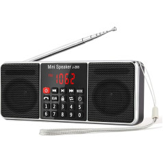 PRUNUS J-288 FM/FM AM цифровое радио с Bluetooth, маленькое радио с мощными басовыми динамиками, TF/USB/AUX плеер, стереозвук и функция таймера сна, питание от