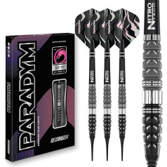 RED DRAGON Paradym Darts - 90% вольфрама - 18 г бочка / 20 г полный вес Профессиональный набор дротиков с мягким наконечником, мушками и шафтами для дротико