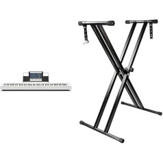 Цифровое пианино Casio CDP-S110WE с 88 взвешенными клавишами, белое и регулируемая подставка для клавиатуры Rockjam с двойными скобами и фиксирующими 