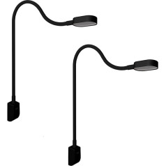 kalb I Ilios LED Bed Light / Reading Light с USB-C, настенное и угловое крепление, гибкий кронштейн, диммируемый, теплый белый 3000 K (комплект из 2, черный)