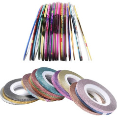 36 рулонов Дизайн ногтей Nail Art Stripes, лента наклейки декоративные полоски, полоски ленты линии для ногтей искусства украшения наклейки DIY