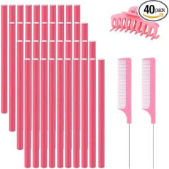 Бигуди для волос, 40 волшебных бигуди для волос, поролоновые бигуди с 2 расческами с хвостом и 1 заколкой, гибкие бигуди, идеально подходят дл