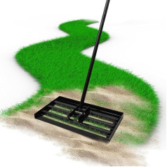 Скребок для газона, 41 x 25 см, длина ручки 183 см, нержавеющая сталь, регулируемая ручка, профессиональный инструмент для ухода за газоном в сад