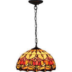 Glas-Pendelleuchte Deckenleuchte, Buntglas-Tulpen-Kronleuchter-Pendelleuchte, mehrfarbig(Red)
