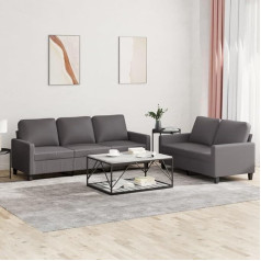 ‎Homgoday Homgoday Мебель Комплект из 2 серых подушек из искусственной кожи Диван-кровать Гостиная Диван Современный Диван Комплект Открытый Сад 