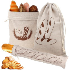 Пакет из 3 льняных мешков для хранения хлеба со шнурком, многоразовый, льняной мешок для хлеба, мешки для картофеля и лука, льняной мешок для