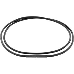 Auroris Цепочка из натуральной кожи черного цвета толщиной 2 мм с туннельной винтовой застежкой из матовой черной нержавеющей стали