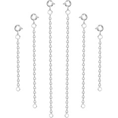 6 Pieces Necklace Extenders 5 cm, 7.6 cm, 10 cm, Stainless Steel Jewellery Extensions Bracelet Extenders for Jewellery Necklace Bracelet Anklet (Silver)