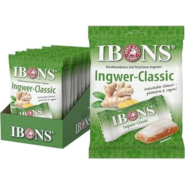 Жевательные конфеты IBONS 10 х 92 г (Имбирь классический)
