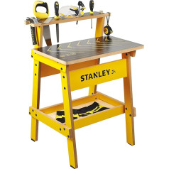 Детский верстак Stanley Jr. WB002-SY - Пусть ваш ребенок играет и учится одновременно - Изготовлен из прочной и долговечной древесины - От 5 лет, желто
