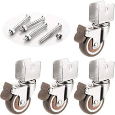 Комплект из 4 колес, мебельная скоба, 360 ° - Колесная скоба с тормозом, резиновое пылезащитное покрытие колес - Усиленная нагрузка, подходит д