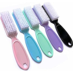 5 Stück Nailart-Pinsel, Kunststoff, langer Griff, Fingernagelreinigungsbürsten, Nagelreinigungsbürsten für Zuhause und Salon, Weiß