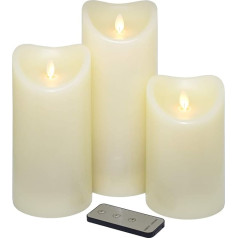 Светодиодная свеча Tronje с таймером и пультом дистанционного управления - продолжительность свечения: 1000 часов. Настоящая восковая свеча с п