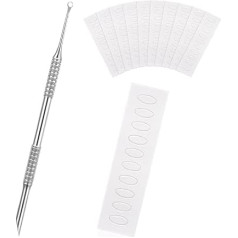 2 в 1 Nagelhautstäbchen, Edelstahl Nagelhautschieber Werkzeug mit 10 Blatt Schleifpapier, Rutschfester Doppelendiger Nagelhautschneider für Maniküre Pediküre