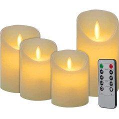 CPROSP Набор из 4 светодиодных адвент-свечей с пультом дистанционного управления из настоящего воска, без пламени, свечи цвета слоновой кости 