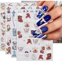 JMEOWIO 3D Наклейки для ногтей Рождество Блеск Nail Art Наклейки Самоклеящиеся Наклейки Для Ногтей 5D Стереоскопические Снежинка Зима Праздник Сим