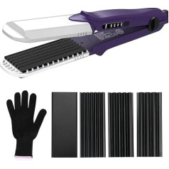 janelove Crepe Iron for Hair - 220°C гофрирующий утюжок для тонких волос, выпрямители и крепы 2 в 1 [с 4 сменными пластинами] для пушистой прически и объемног