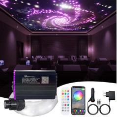 GIDEALED Twinkle RGBW LED Fibre Optic Light Set with Meteor Shower, Smart App and RF Remote Controlled Starlight Roof Canopy with Mixed 498 Pieces 3 m Fibre Optic Cable for Home Cinema Ceiling Star