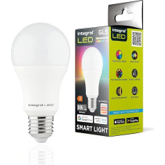 Integral GLS E27 Smart LED 4 Pack Dimmable Colour Changing 2.4GHz WLAN Lamp - Warm, Cool & Daylight White 2700K-6500K, 806lm, 8.5W (60W Equivalent) - App Controlled - Alexa & Google Home Compatible