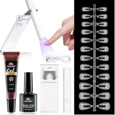 EBANKU Набор для наращивания ногтей и клея - гель х набор для наращивания ногтей с мини УФ лампой для ногтей твердый клей для ногтей, базовое по