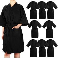 Toulite Pack of 8 Salon Robes Smock Hair Salon Client Dress Cape Barber Coat Kimono Style Hair Dye Cape for Women Stylist Hair Colour Cutting Makeup Accessories, черный, 100 см, черный