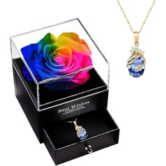 MINCHEDA Вечные розы с ожерельем, сохраненные розы с украшениями, подарки для нее, мамы, женщины, день святого Валентина, день рождения, юбилей, 