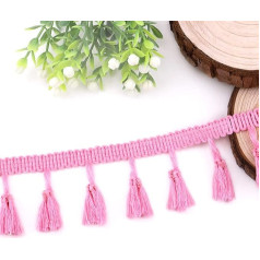 15 Yards Tassel Trim, Tassel Sewing Edge Trim, Fringe Ribbon for Sewing, Coloured Fringe Trim, Decorative Trim for Curtain, Lampshade, Costume, Tablecloth, Width 4 cm, Pink