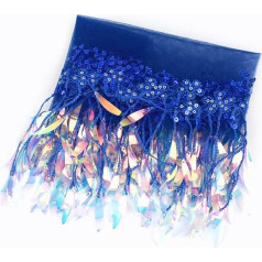 GIJMZY Fringe Trim Lace 1/2 Yards 15 cm Sequins Tassels Fringe Embroidery Lace Trim Ribbon Dance Dress Clothing Fabric DIY Sewing Accessories (Royalblue, 15cm-1Yard)