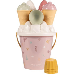 Little Dutch Набор ведер для песка 14 предметов Ocean Dreams Pink: 17 см, от 18 месяцев, 4 рожка для мороженого, 1 совок для мороженого, 7 формочек для песка, 1 си