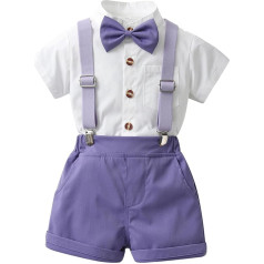 Тоддлер мальчики с коротким рукавом сплошной футболки топы брекеты шорты ребенок дети джентльмен наряды ребенок ромпер новорожденных наб