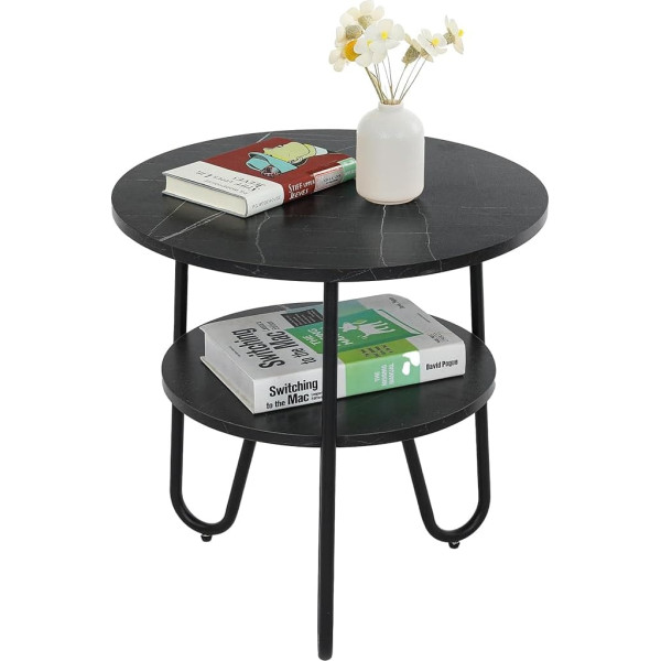 Mingone кофейный столик круглый боковой стол 2 полки диван стол современный с хранения пространство небольшой стол для гостиной спальни балко