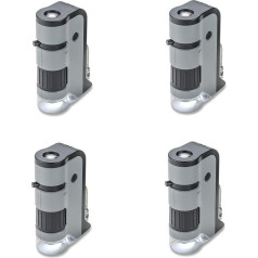 Карманный микроскоп Carson MicroFlip 100 x 250x с адаптером для смартфона для фото и видео - набор из 4 штук (MP-250MU)