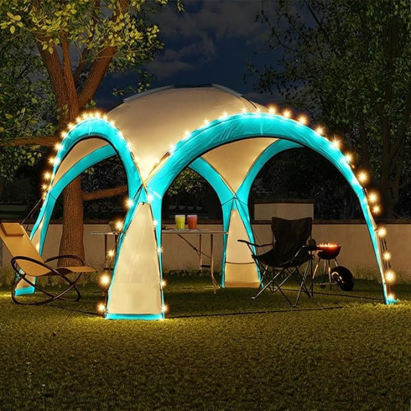 CAMPMORE Shelter Partyzelt Pavilion Event Shelter H246xL366xB366cm Pavillon Rund 9-12 Personen Screen House Zelt Wasserfreigabe Gartenpavillon Zelt Kuppelzelt geeignet für Strand Camping