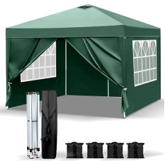 LEADZM Беседка 3 x 3 м, складная беседка, устойчивая, водонепроницаемая, ветрозащитная, регулируемая по высоте, вентиляция, защита от ультрафиол