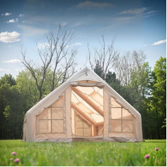 Aufblasbares Zelt 2-10 Personen, Inflatable Tent mit Rauchabzug, Camping Zelt Aufblasbar- 5 Minuten Aufbau, Luftzelt Aufblasbar Glamping Mit 2 großen Reißverschutztüren, Familienzelt Aufblasbar.