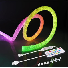 Wisada USB WS2812B индивидуально адресуемая круглая неоновая светодиодная лента, 4 м, 5 В, 360° RGB IP67 трубка диффузного света ленты, адресуемая, меняющ