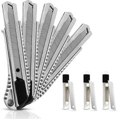 SANAWATEC 5 x профессиональных ножей для резки 18 мм + 30 x отщелкивающихся лезвий Нож для ковра Профессиональный нож для резки ката из алюминия, пр