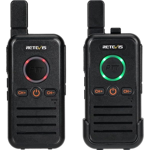 Retevis RB645 Walkie Talkie Rechargeable, PMR446 Handheld 2-Way Radio Compact, Dual PTT Radio, USB C VOX Hands Free, Professional Family Travel Walkie Talkie Camping (Pack of 2, Black)