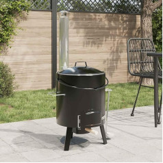 SKM Gulaschkanone mit Rauchabzug & Deckel Schwarz Stahl Emailliert,Heim & Garten,Küche & Esszimmer,Küchengeräte,Grills,Schwarz,10.1KG,4005749