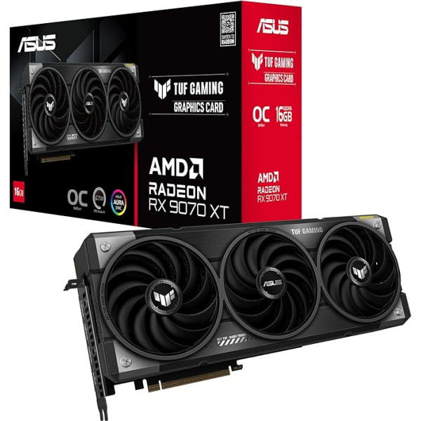 ASUS TUF Gaming Radeon RX 9070 XT OC Edition 16GB GDDR6 Graphics Card (AMD Radeon Radeon RX9070XT, PCIe 5.0, 1x HDMI 2.1b, 3X DisplayPort 2.1a, 3.125 Slot Design, TUF-RX9070XT-O16G-GAMING)