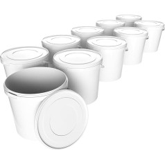 10 ведер с крышкой, 10 л, белый, круглый, пластиковое ведро, безопасное для пищевых продуктов, герметичное и устойчивое, пустое ведро с ручкой 