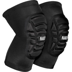 Klein Tools 60592 Knieschoner, leichte gepolsterte Kniebandage, atmungsaktiver Netzrücken, elastische Manschette mit rutschfestem Silikon, Schwarz, Größe L/XL