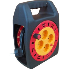 Удлинительный кабель 3 x 1,5 мм 4 гнезда с катушкой 15 м черный