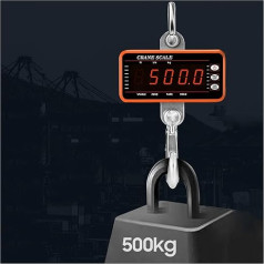Digitale Kranwaage 1500 кг/500 кг Digitale Hängewaage, Fernbedienung, robuste Kranwaage, dimmbare LED-Industrie-Hakenwaage, elektronische Waage(500kg)
