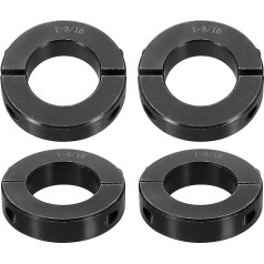 QUARKZMAN Pack of 4 Double Split Shaft Collars for 1-3/16 Inch Shaft, Two Piece Clamping Collar, 2-1/16 Inch Outer Diameter, 1/2 Inch Width, Black Oxide Steel Lock Collar Clamp, Set Screw Style