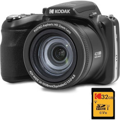 KODAK Pack Bridge Pixpro Astro Zoom AZ425 + 32GB SDHC Card - Цифровая камера 20MP, 42X Zoom, Wide Angle, 3 Inch LCD, Full HD 1080p Video, Li-ion Battery - Black